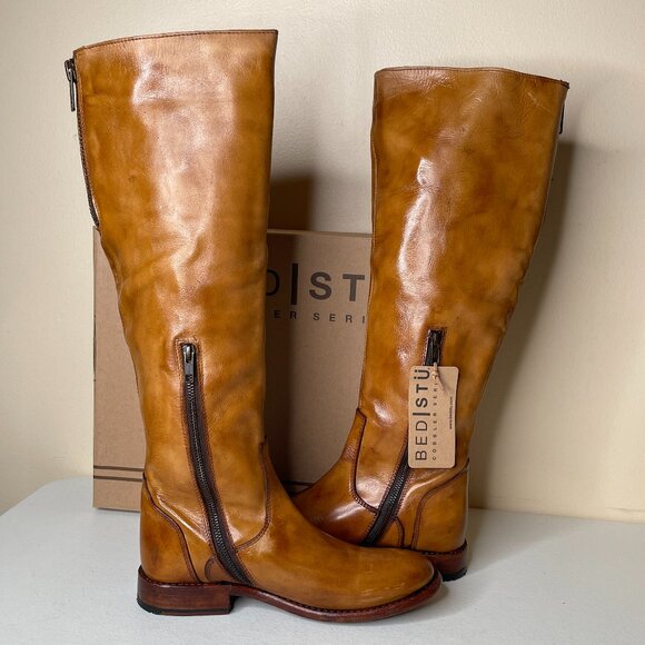 BED STU Tess Tan Distressed Leather Tall Riding Boots BEDSTU Size 8 - Picture 4 of 16